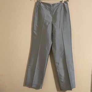 Talbots silk dress pants w/side zipper (Sz 6)Fully lined.Lht blue/silver color
